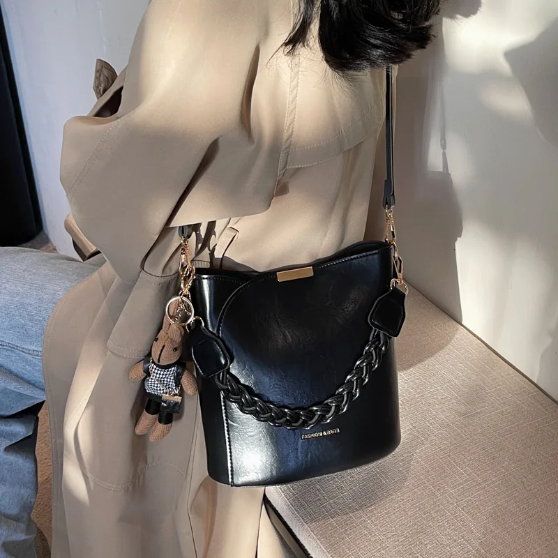 

Women Vintage Shoulder Bag Fashionable Bucket Crossbody Bags New Casual Women Mini Crossbody Bag Versatile PU Leather Handbag