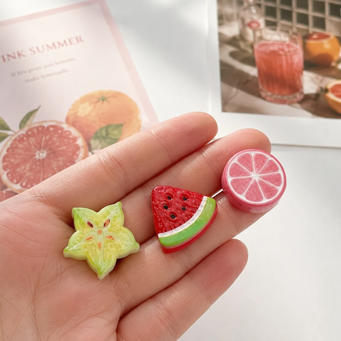 Simulation Fruit Fridge Magnet Resin Watermelon Orange Strawberry Refrigerator Magnet Cute Food‑Shaped Kitchen Home Decoration