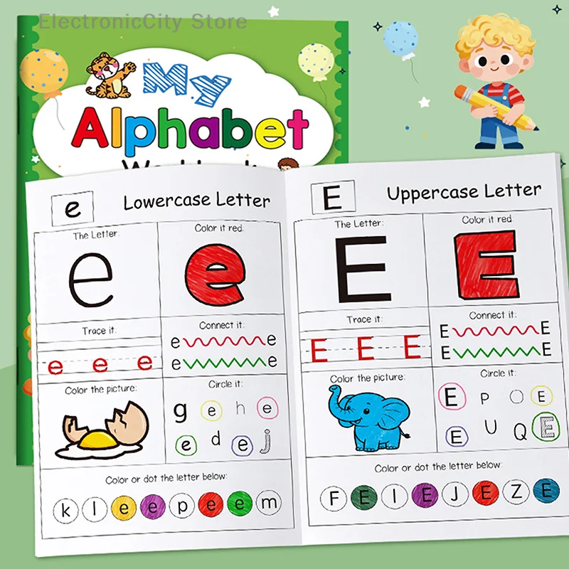 1PC 48 Pages, A-Z Alphabet Exercise Book, Writing Practice, Creative Coloring Adventure, English Homework Copybook