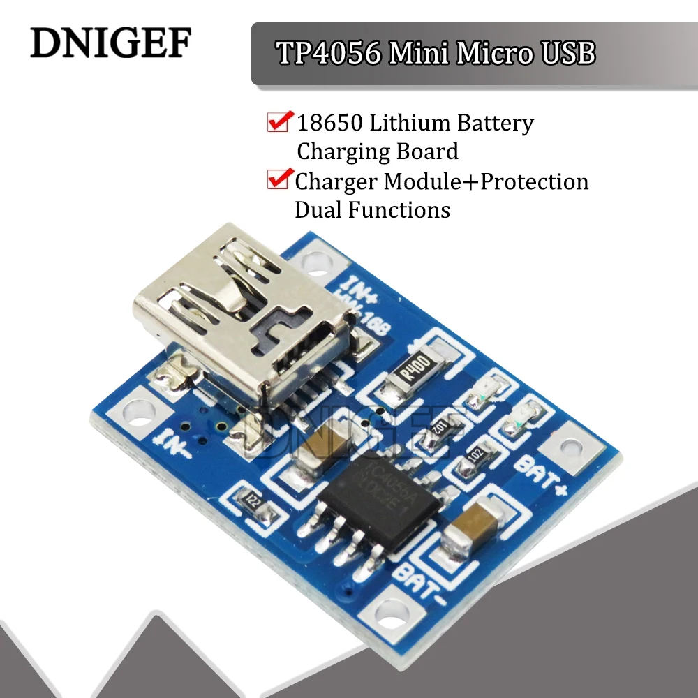 1PCS TP4056 Mini USB 5V 1A 18650 Lithium Battery Charger Board With Led Indicator 4.5~5.5V Over Charge Discharge Protection
