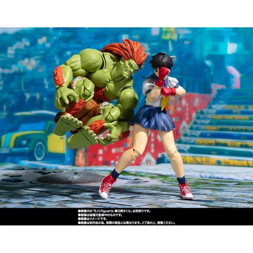 Genuine Street Fighter Figure Blanka Action Figure 2 Head Anime Figurine Pvc Models Statue Collectible Toy Decora Birthday Gifts