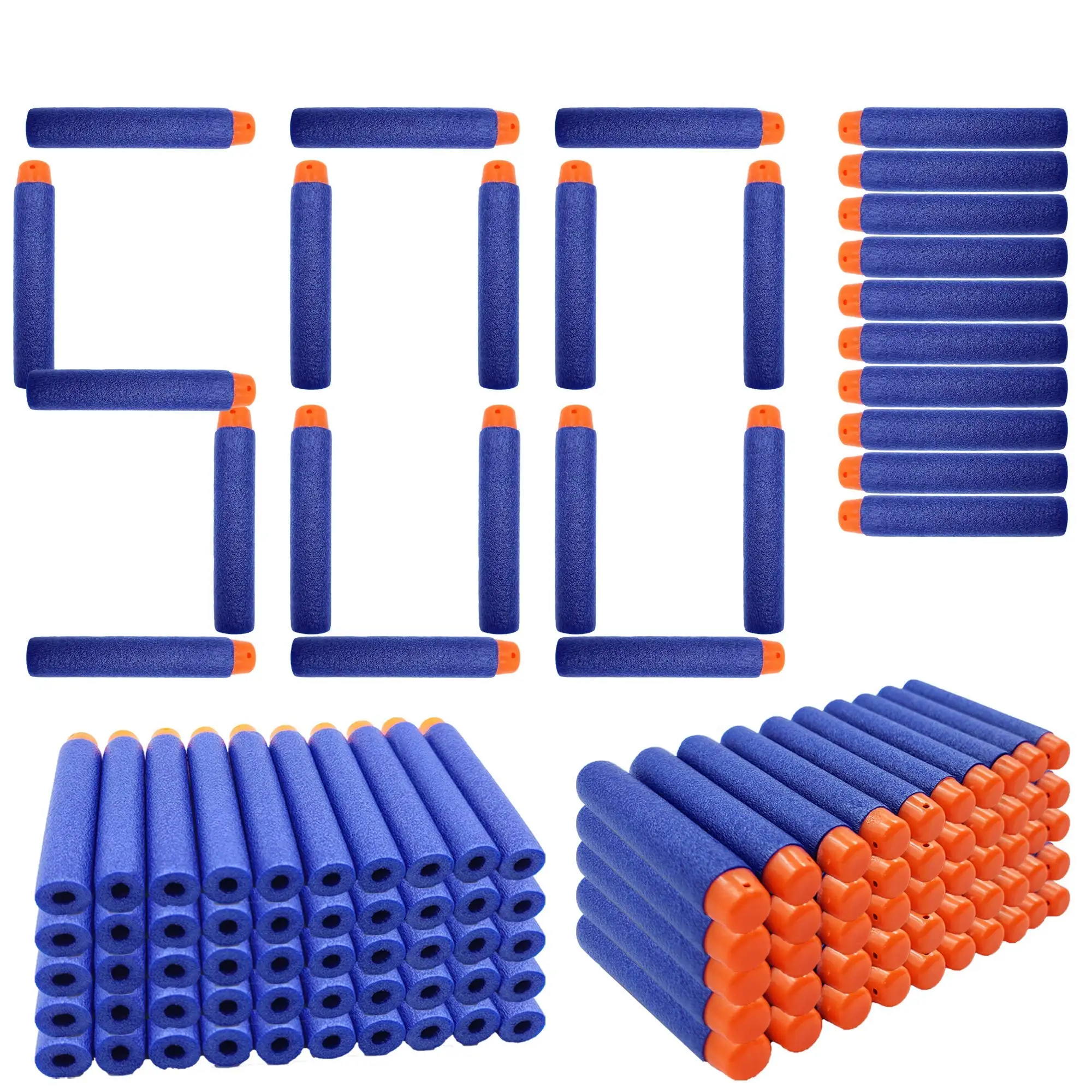 Niebieskie Refill Bullet rzutki 100 sztuk/300 sztuk/500 sztuk pianki Premium Bullets Ammo Pack dla Nerf n-strike Modulus Elite Series Blasters