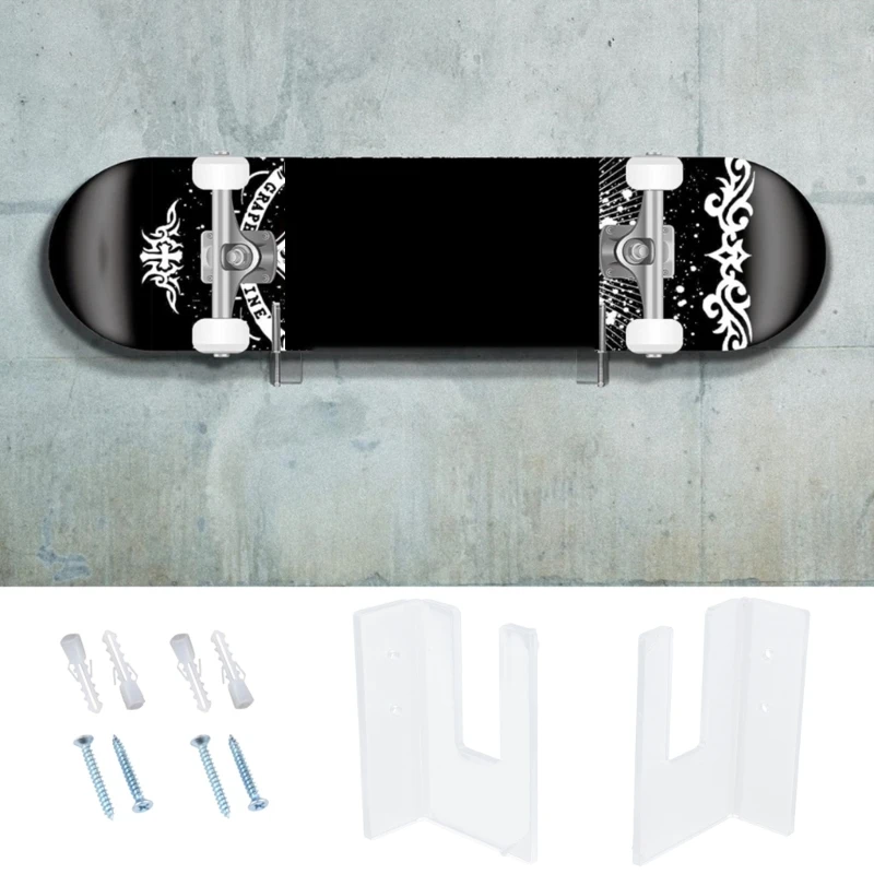 Skateboard Display Rack Wall Stand Fixed Mount Indoor Floating Skateboard Storage No Punching Bracket Quick Installation B03E