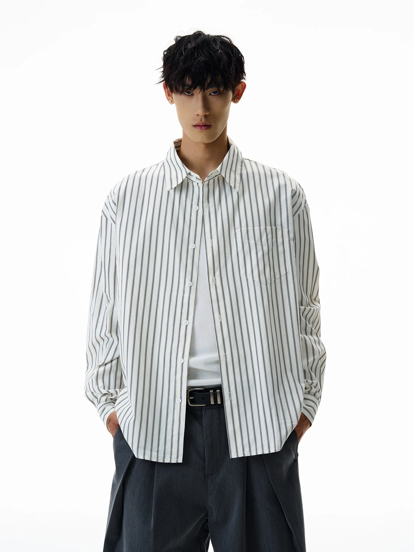 

American Retro Cleanfit Long Sve Striped irt Simple Base Layer Commute Trendy Match All Cotton Polyester Viscose irt