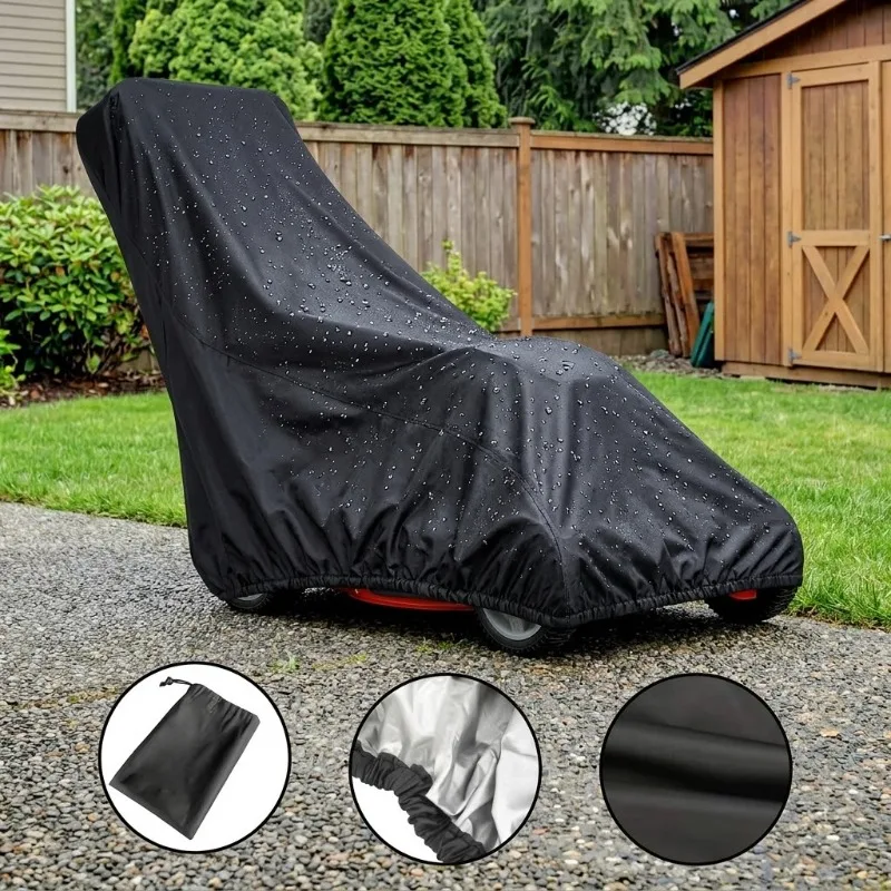 Lawn Mower Cover Waterproof Dustproof UV Rainproof Protective Cover with Elastic Hem for Push Walk Behind Grass Cutting Machines