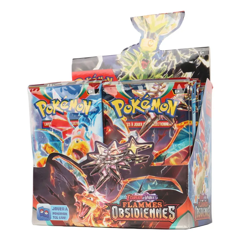 Pokémon francés TCG-caja de refuerzo de tarjetas de Pokémon, caja de 36 paquetes, escarlata y violeta, llamas de obsidiana, 360 piezas