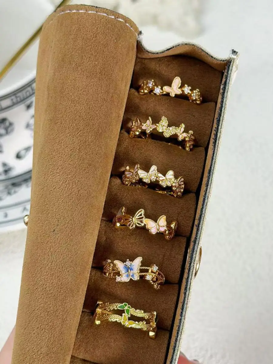 

Retro Sweet Cool Enamel Drip Glaze Open Ring Women's Internet Celebri Zircon Small ence Ring Faion Jewelry