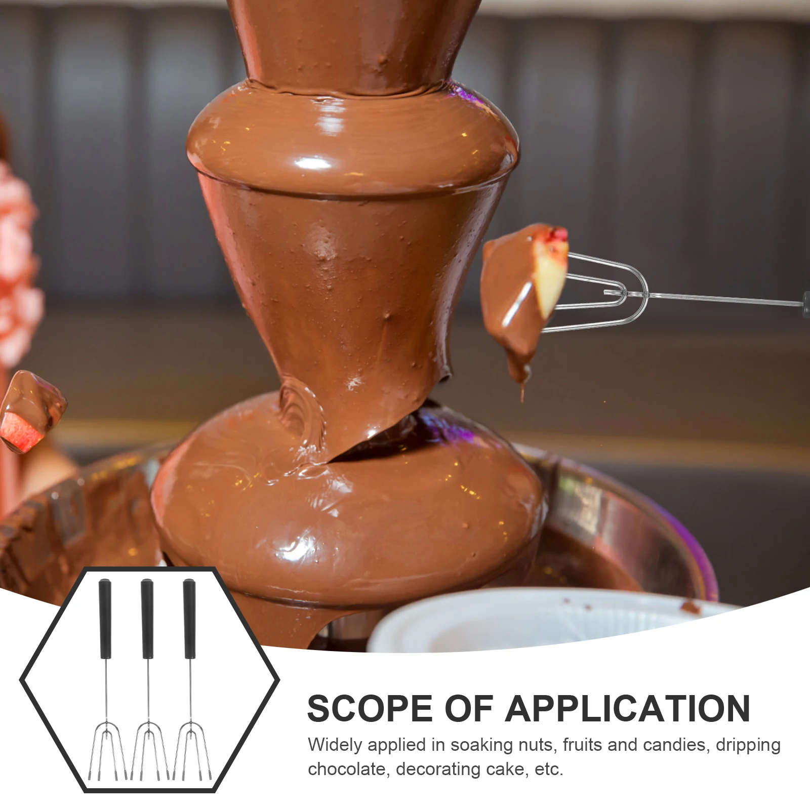 Juego de 5 Tenedores para Bañar en Chocolate de Acero Inoxidable, Herramientas para Hacer Dulces, Juego de Fondue para Decorar con Chocolate, Derretir Queso y Miel