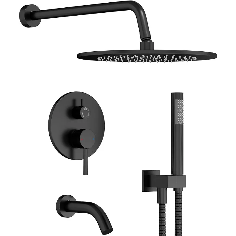 Bathtub Shower Faucets Set with 3-Way Shower Valve, High Pressure 10