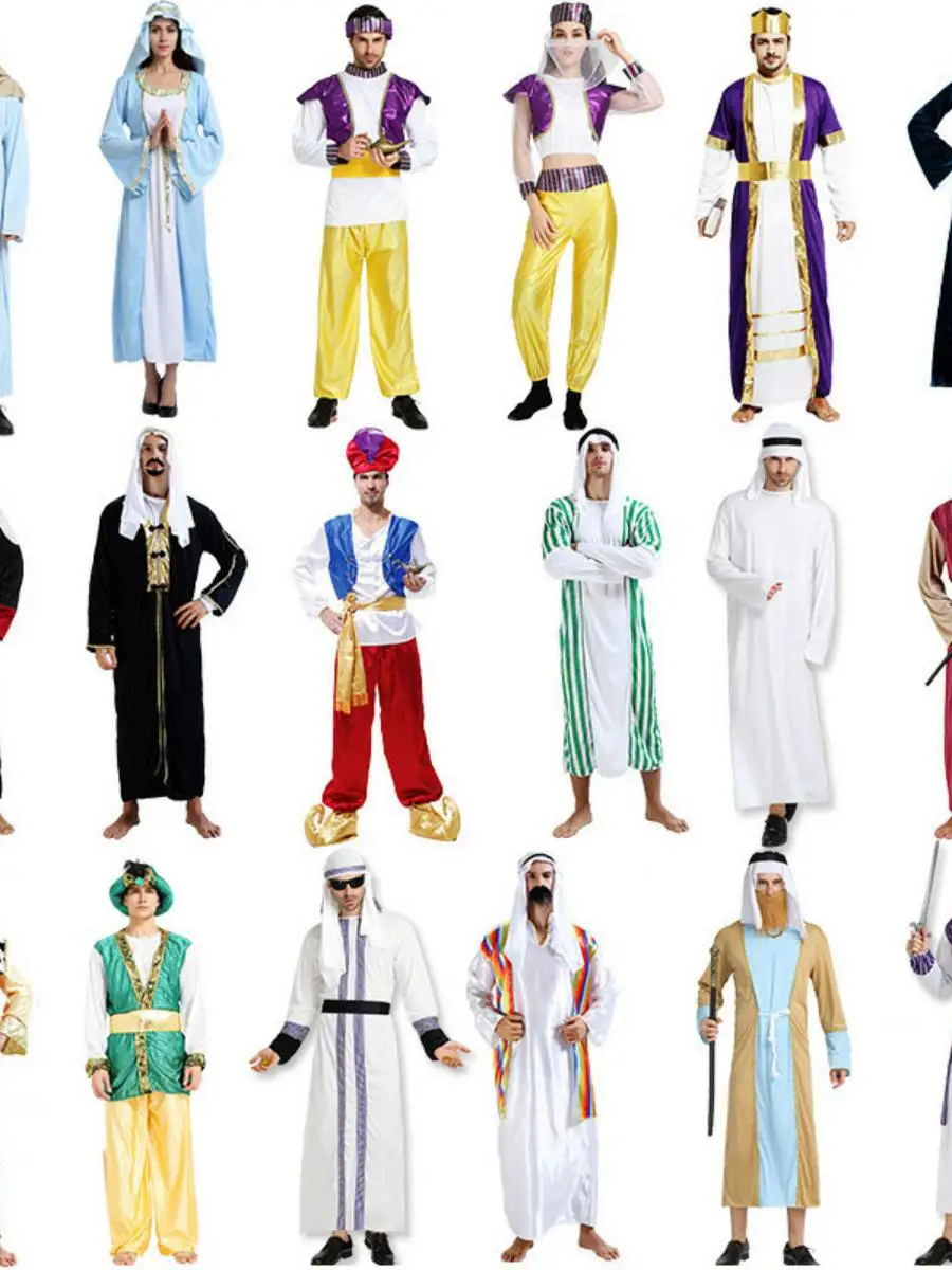 أزياء الهالوين العربية S Dubai رداء طويل سريع الأبعاد للرجال أزياء المسرح الوطني التقليدي للنساء...