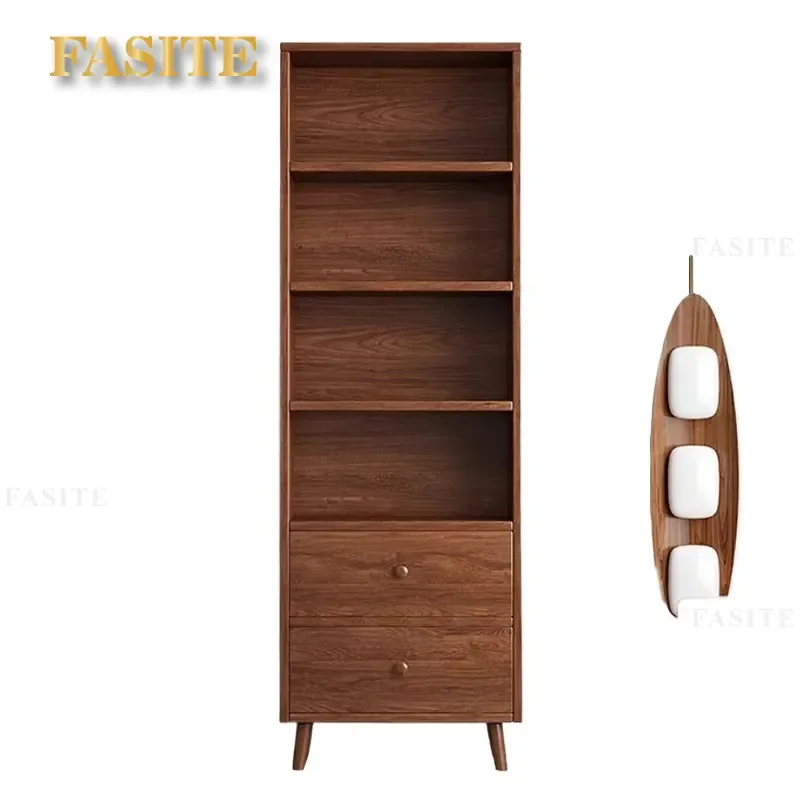 For Solid Wood Bookcase Floor to Ceiling Wall Mounted Bookshelf Multi Layer Storage Cabinet Display Shelf for Living Room