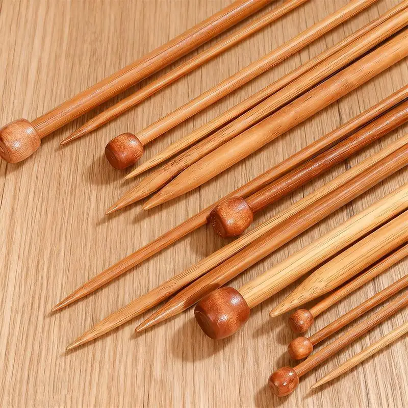 2Pcs Single Point Bamboo Knitting Needles Handcrafted DIY Knitting Supplies Perfect For Yarn Craft New Learners Daily Handmaking