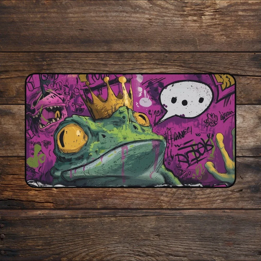 Graffiti Frog King MTG Playmat Funny TCG Playmate Commander Layout With Zones alfombrillas para escritorio tapis de souris