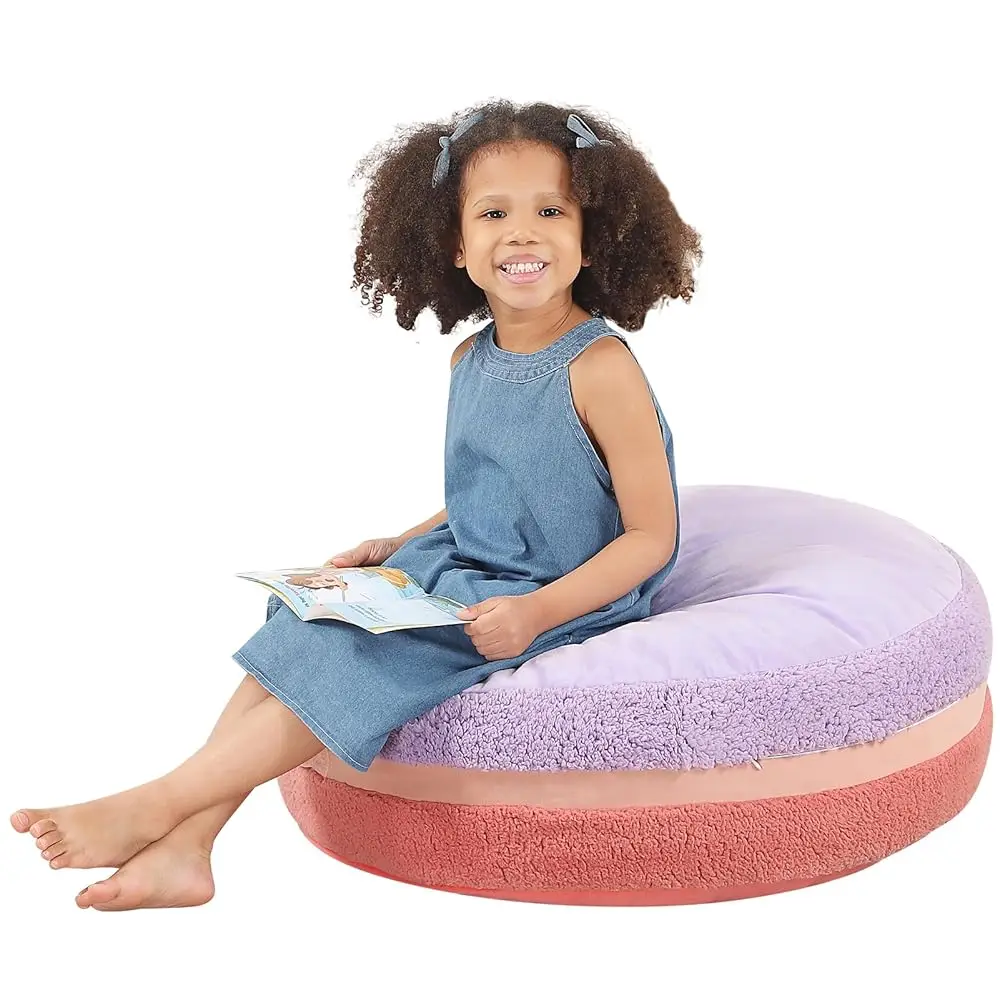 

Macaron Bean Bag Chair For Kids And Teens, Medium Bean Bag Sofa With Memory Foam Filling, 27.5""×27.5""×13.5"", Purple And Red