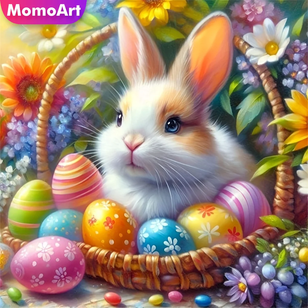 Momoart Tam Kare Yuvarlak Elmas Boyama Tavşan Hayvan Akrilik Zanaat Malzemeleri Elmas Mozaik Paskalya Yumurtası DIY El Yapımı Hobi