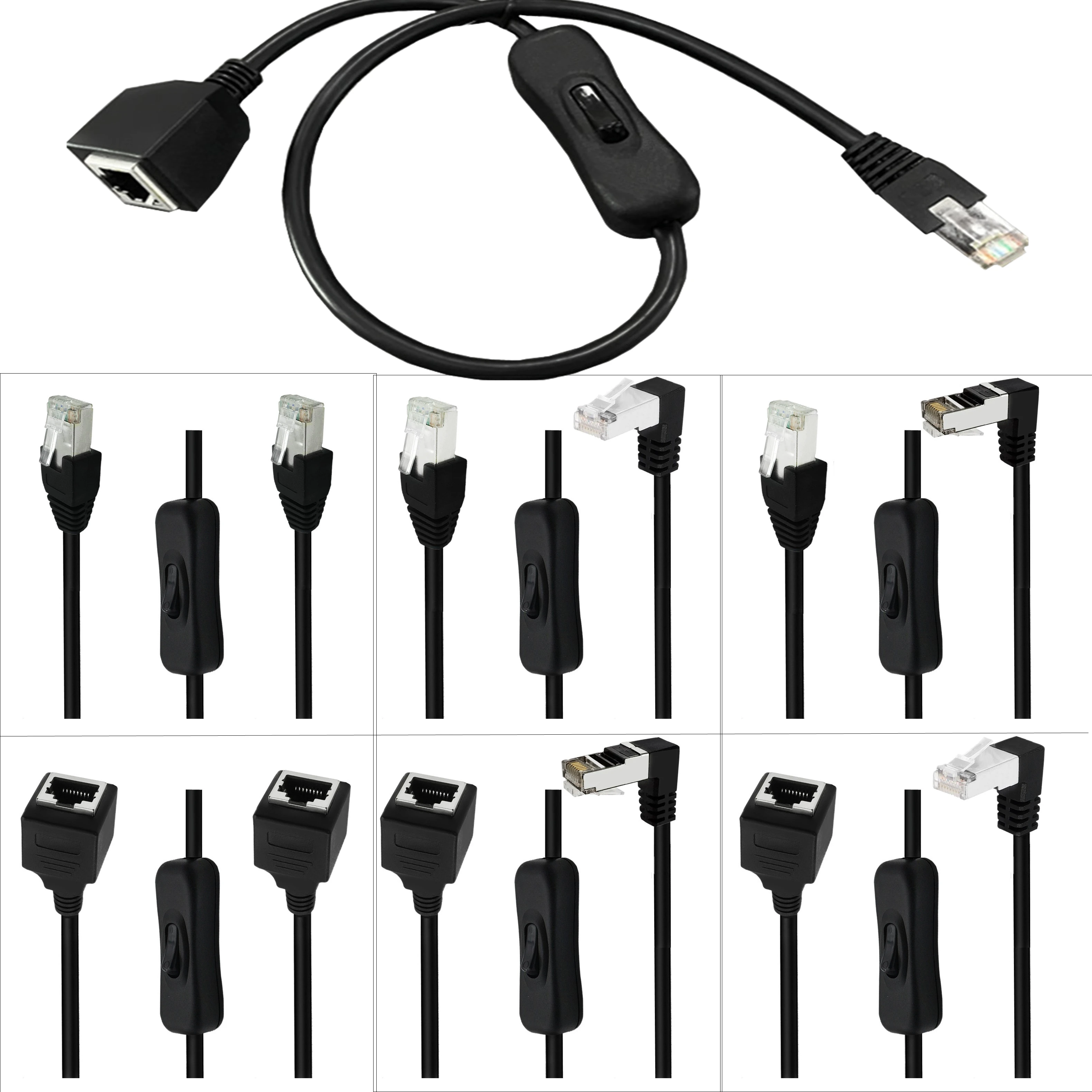 Gigabit Cat6e Network Patch Cord with 304 Switch RJ45 Ethernet Network Extension Cable Compatible with Cat5 Cat5e