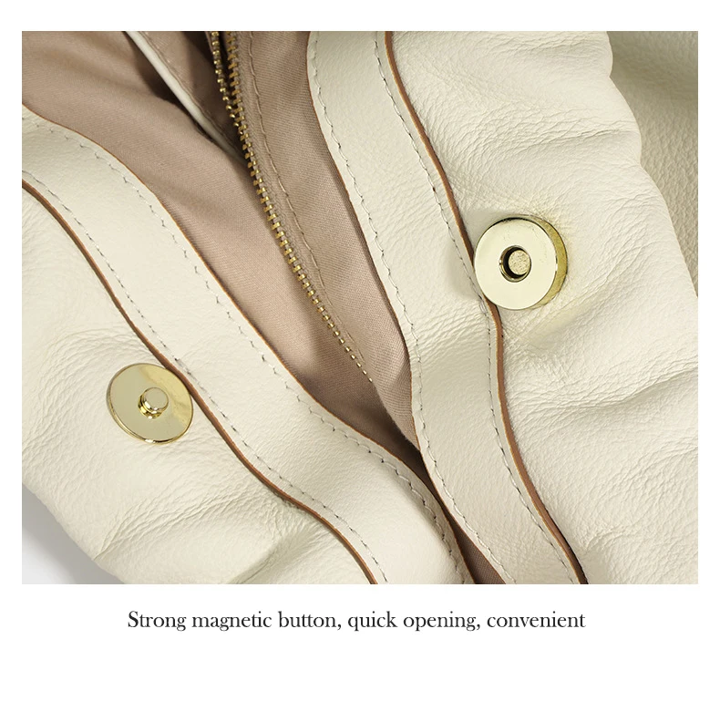 Korean Casual Style Cowhide Women Underarm Shoulder Bag Ultra Soft Ruched Leather Female Dumpling Hobo Handbag