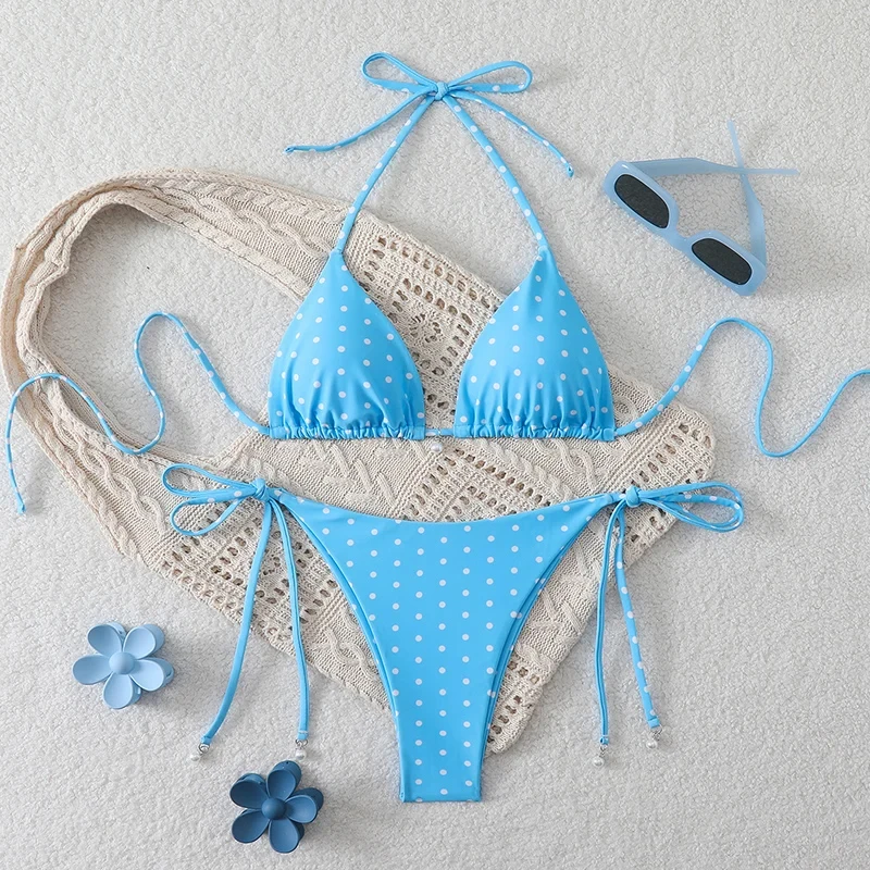 

Sexy Micro Bikinis Sets Pearl Dot Print Swimwear 2026 Bathing Suit Woman Beachwear Women Beach Summer Bikini Two-piece Swimsuit