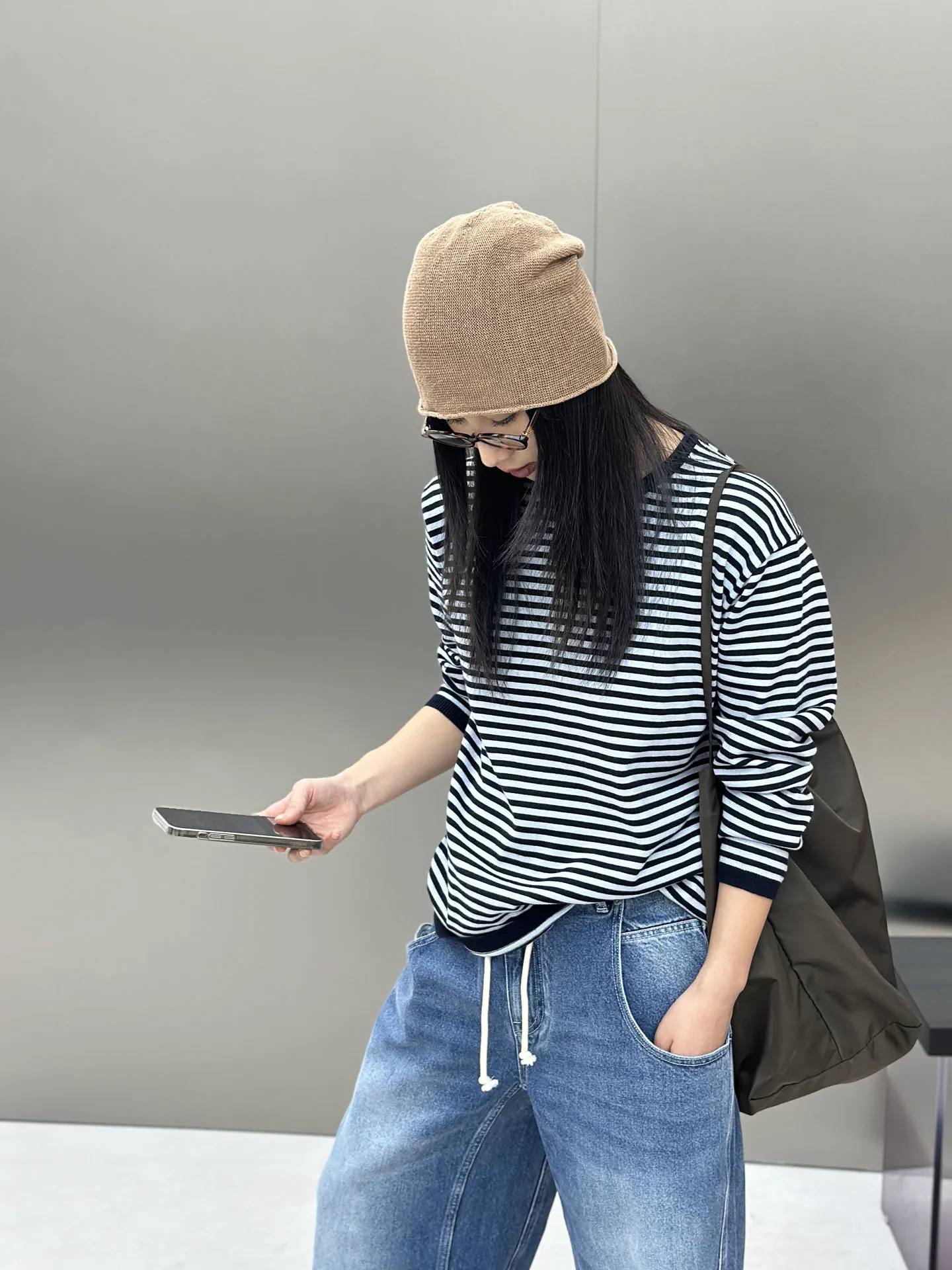 

Классическая хлопковая футболка в полоску, свободного кроя, дышащая, удобная, с длинным рукавом, для женщин, осенняя мода