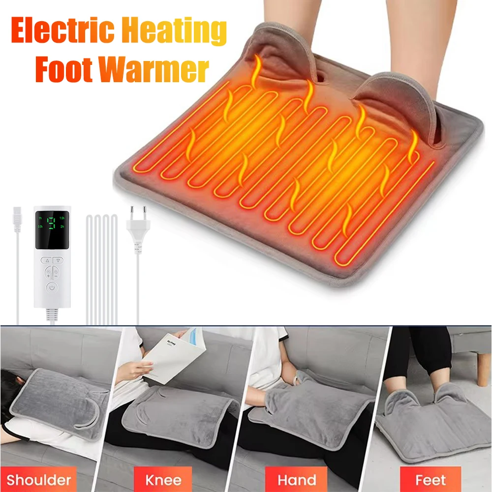 

Winter Heating Foot Mat Electric Heat Foot Massager 9 Levels Hot Compress Soft Plush Washable Winter Warm Foot for Home Bedroom