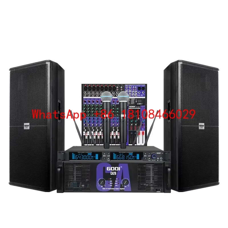 

KYYSLB Professional Amplifier Speaker Single 15-inch Outdoor Performance Wedding Meeting KTV Bar High-power Stage Audio Set