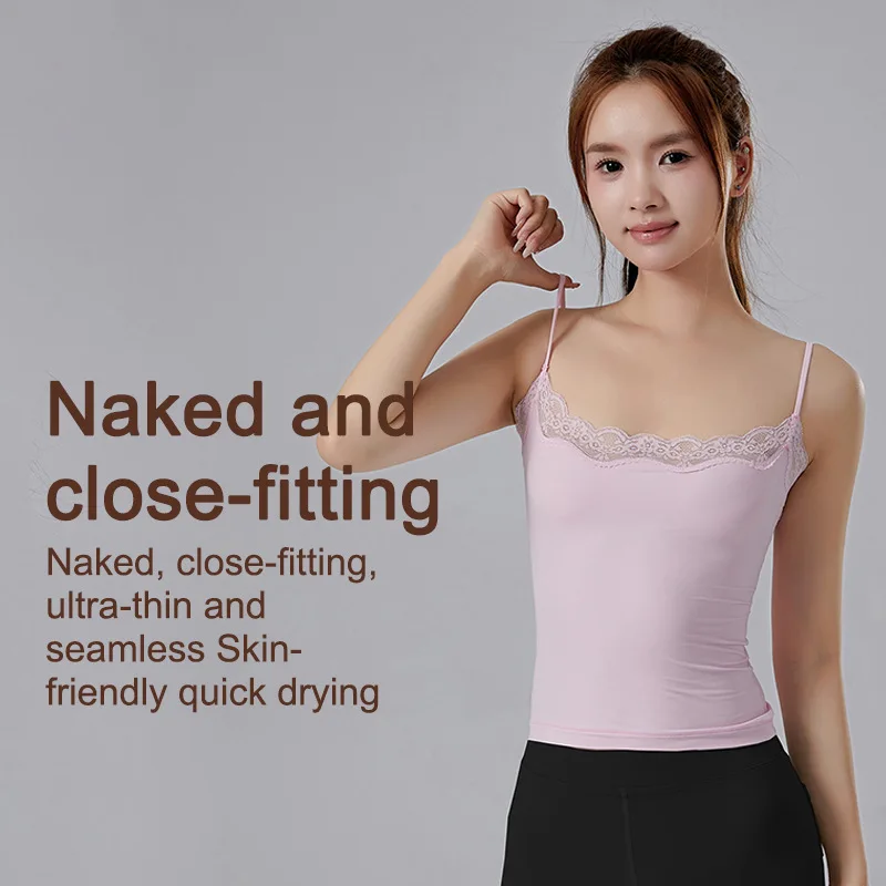 Sexy Girls Babes Lace Small Suspender Tops Yoga Base Inner Underwears Vest Women Wear Sleeveless Fitness Tank