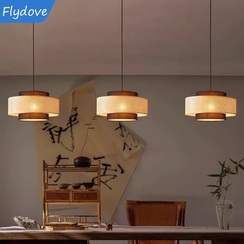 

Modern Handmade Woven Rattan Chandeliers for Dining Living Room Hotel Bedroom Kitchen Pendant House LED Decor Lamp