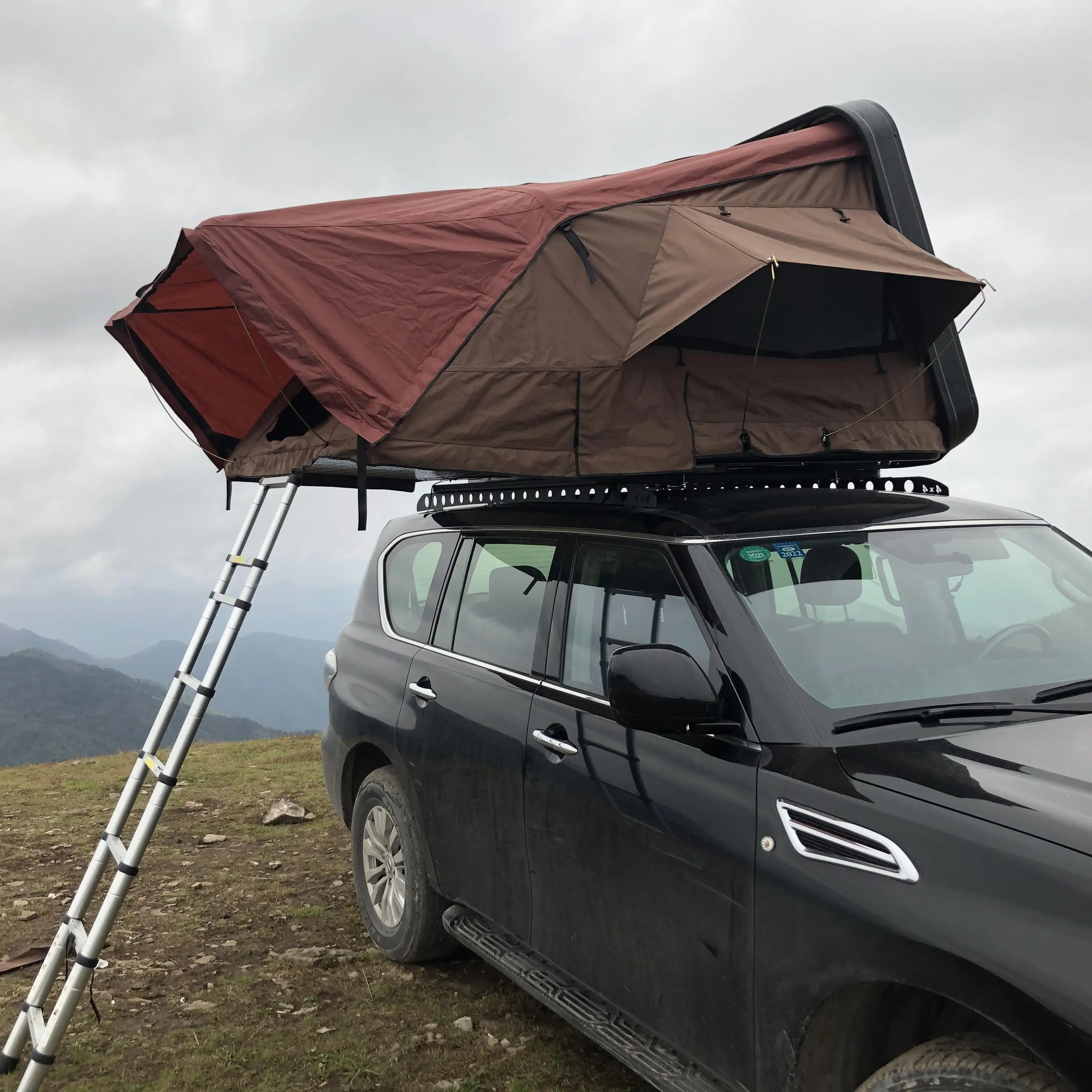 160*210*100 سنتيمتر عالية الجودة في الهواء الطلق قافلة مجموعة التخييم مقاوم للماء الهيدروليكية التلقائي سريعة الفتح الجانب الوجه سقف خيمة #3