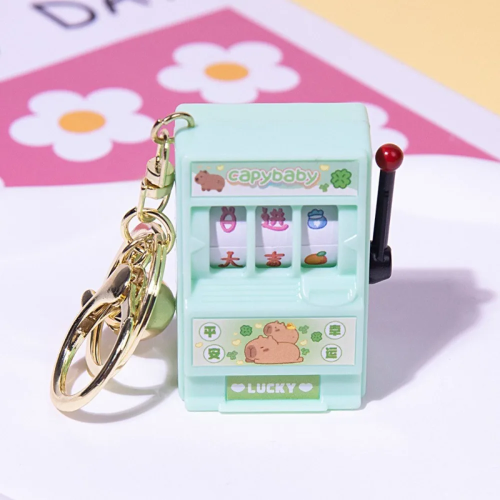 Capybara Capybara Machine Keychain Playable Lucky Fruit Machine Mini Game Machine Keyring Shake Toy Cartoon Cartoon Bag Pendant