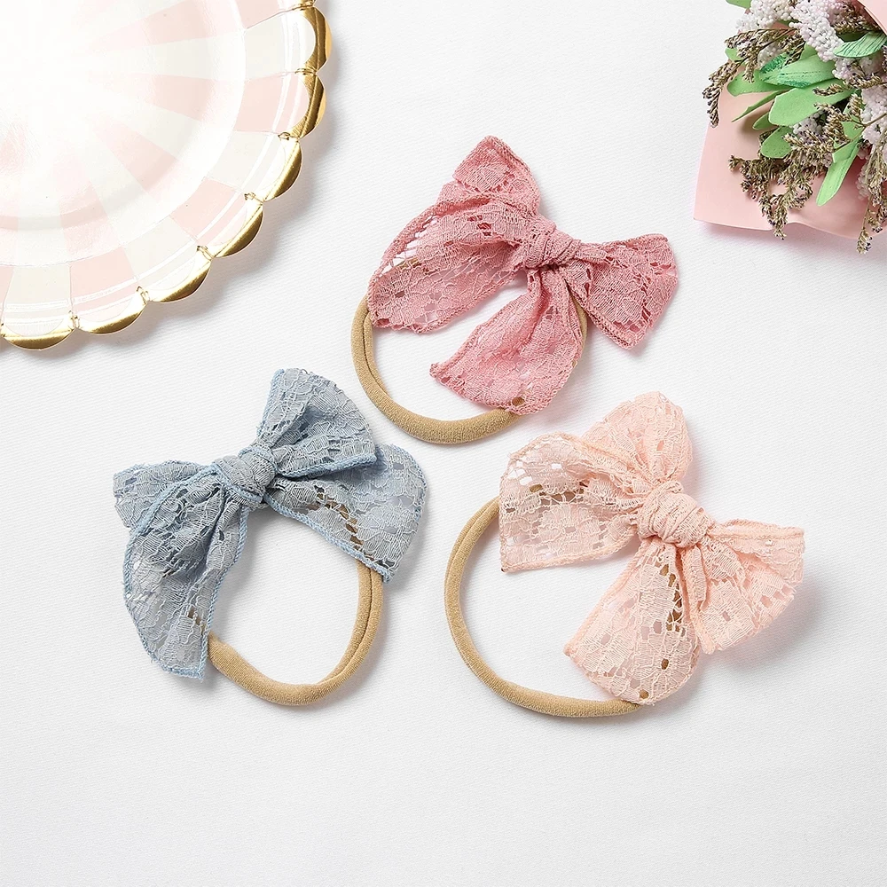 

21 PCS, 3.3 inch Vintage Lace Sailor Bow Headbands Or Hair Clips , Handtied Lace Hair Bow Clips, Kids Girls Hair Accessories