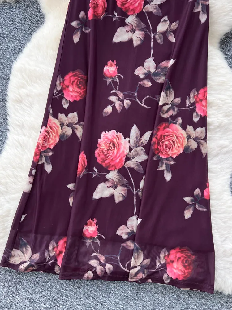 High Waist Floral Print f Skirt A-Line Midi Skirt Slimming Me Wrap Ci Commute Korean Sle Stand Fit Summer 2025