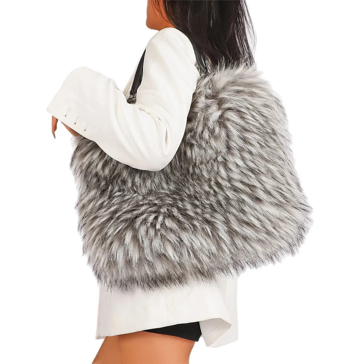 Large Plush Tote Faux Fur Shoulder Bag Winter Fluffy Women Designer Handbags Warm Soft Crossbody Bags for Women Shopper Purses