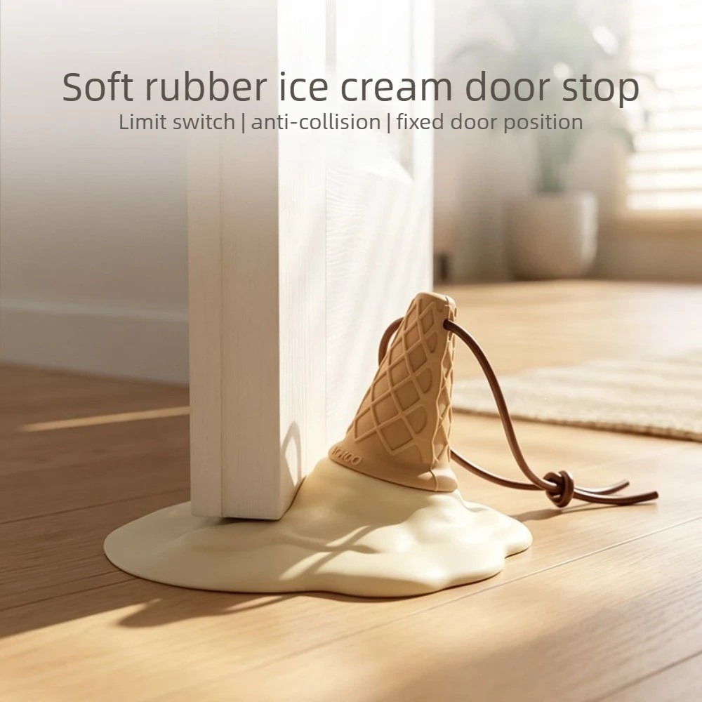 1PC Suction Cup Door Stopper Creative Ice Cream Door Stopper Detachable Hangable Anti Collision Pad Home Door Handle Protector