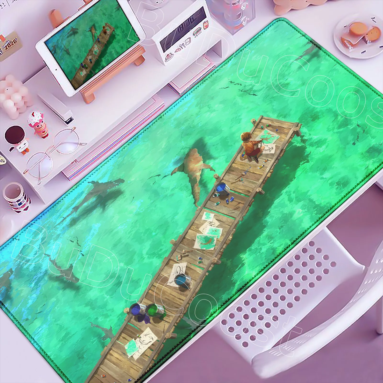 

Sea Waves Mouse Pad XXL Non-slip MousePad Landscapes Minimalist Gaming Accessories Large Desk Mat Gamer Keyboard Palymats Carpet