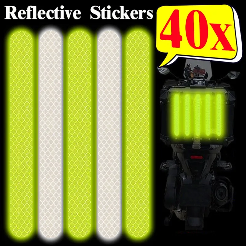 10-40PCS Car Helmet Safety Warning Reflective Sticker High Visibility Waterproof Tapes Auto Accessories for Night Walking Riding