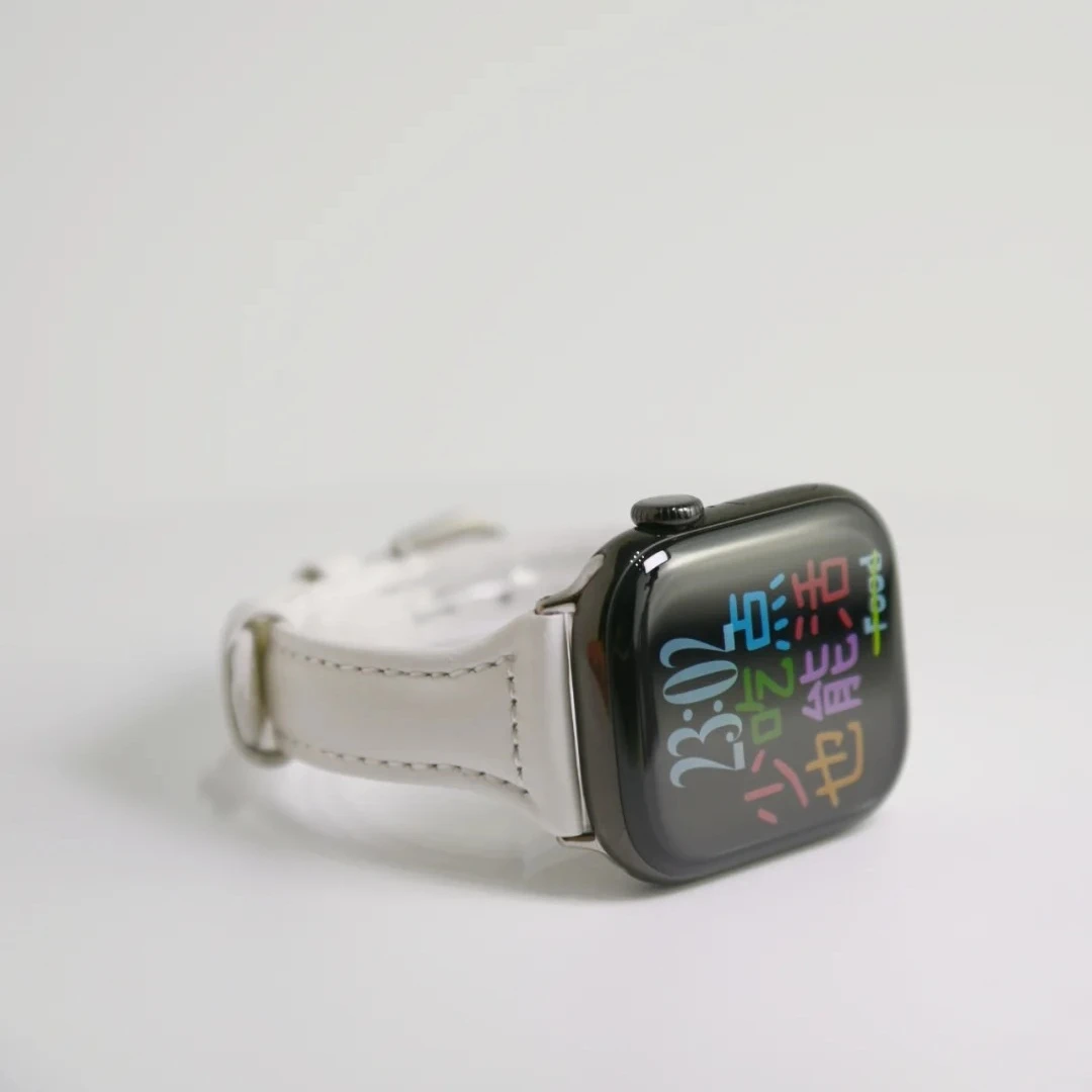 Slim Leather Watch Strap for Apple Watch Bracelet Compatible with Series 9/8/7/6/5/4/3 SE Women's 42mm 44mm 45mm 41mm 40mm 38mm