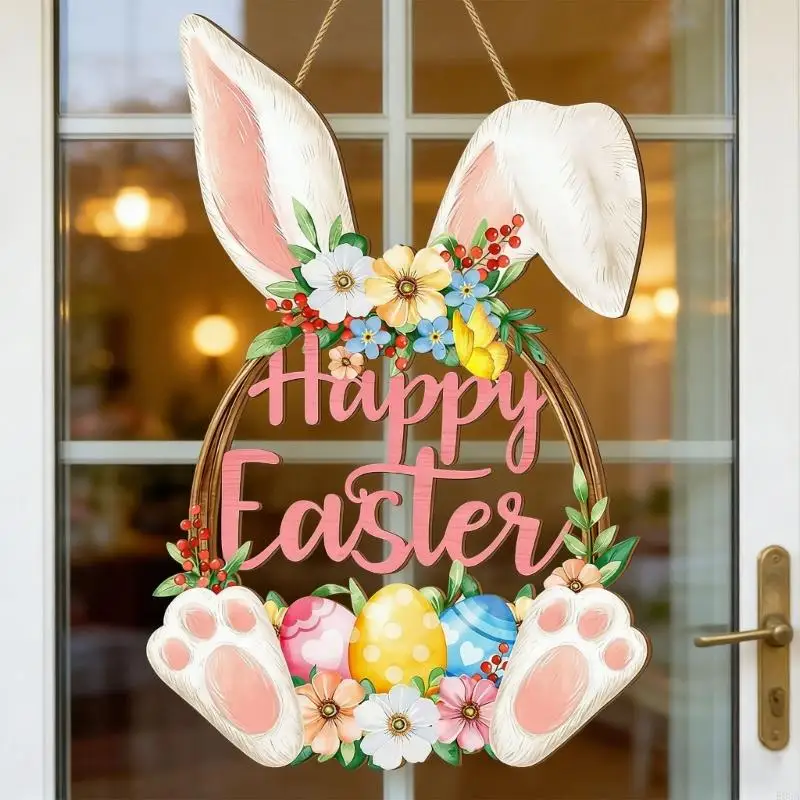 Multifunctional Easter Rabbit Plaque For Hanging Display Or Desktop Use In Seasonal Home Decors