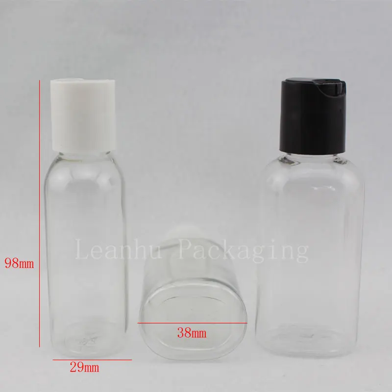 55ml X 50 empty oval shape cosmetic plastic bottle with disk cap, transparent PET bottle plastic  lotion bottle,makeup container