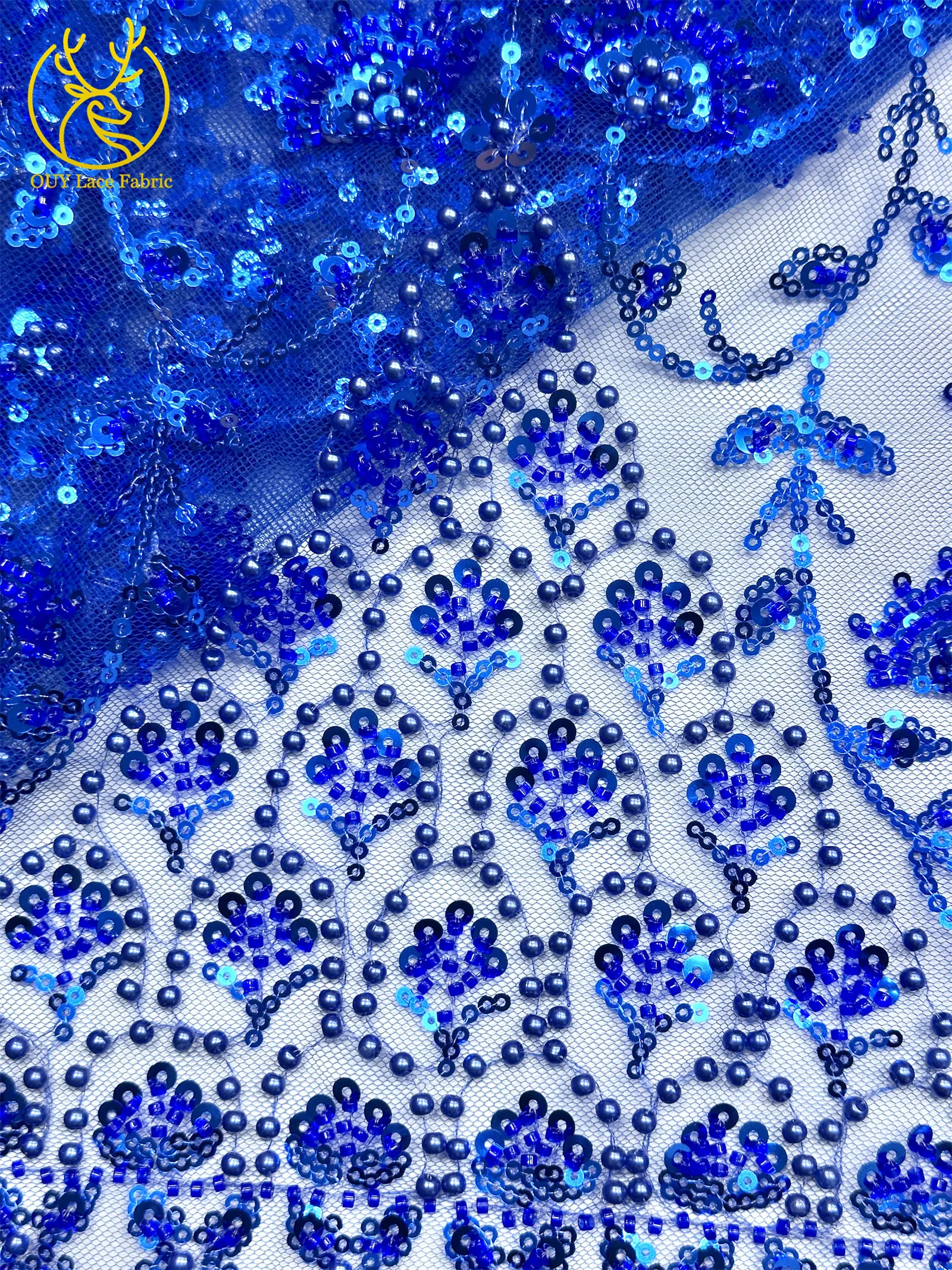 Afrikanischer Perlenstickerei-Spitzenstoff 2026 Hochwertiger Nigerianischer Pailletten-Spitzenstoff Französischer Braut-Hochzeits-Abendkleid-Nähstoff 5Y – Detail 25