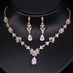 Emmaya Fashion Statement Wedding Party Classical Waterdrop Shape Delicate Jewelry Set For Women&Girls Fascinating CZ Fancy Gift