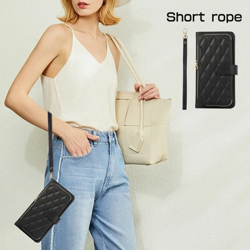 Leather Zipper Wallet Card Slot Phone Case For Google Pixel 8 Pro 7 Pro 7A 7 6 Pro 6A Crossbody Wristband Strap Stand Full Cover