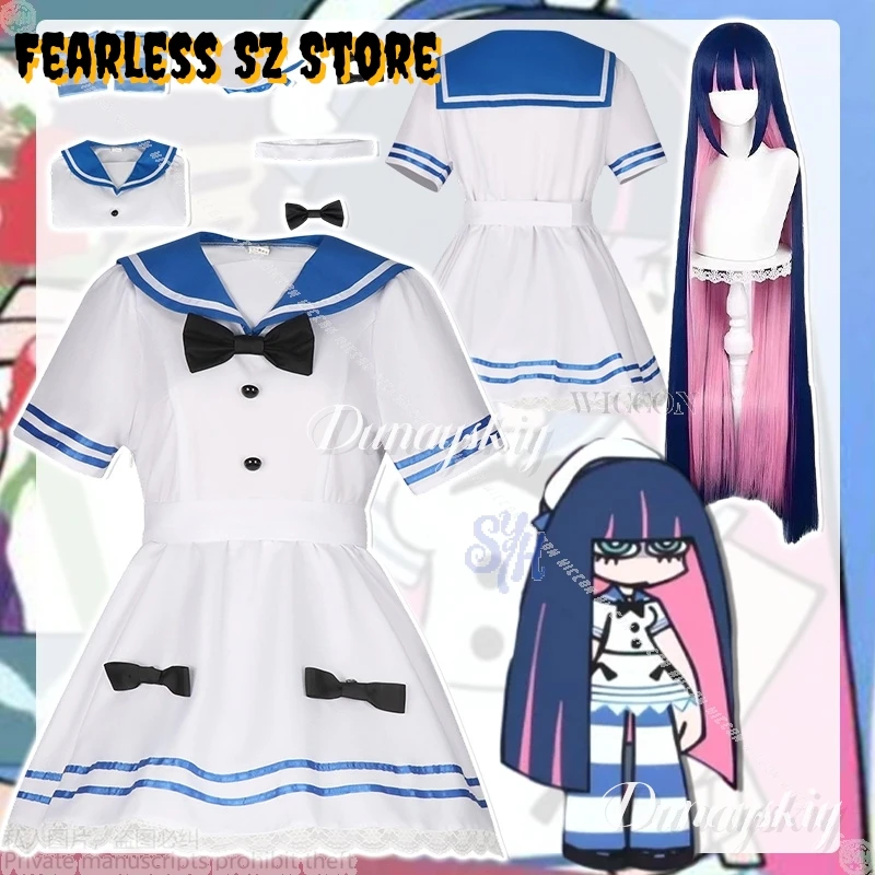 

Аниме Чулок для косплея PANTY & STOCKING With GARTERBELT органов로윈 코스embali스 JK Kawaii White Sailor Suit Jirai Kei Girls Mini Dress Halloween