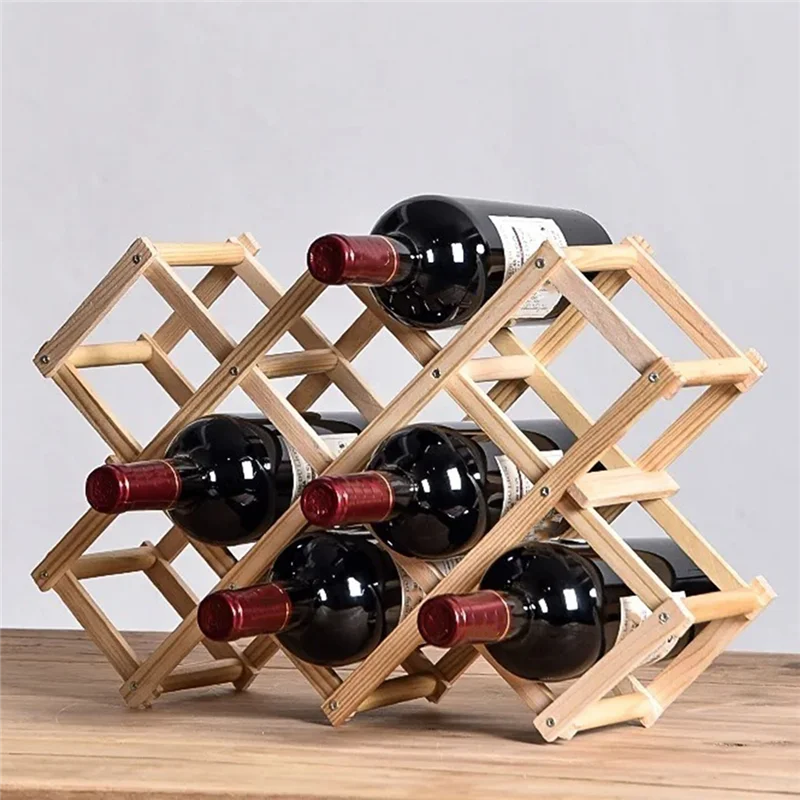 Prateleiras empilháveis para armazenamento de vinho, utensílio para bar doméstico, 10 garrafas, armário de vinho de madeira, conjunto de ferramentas para bar