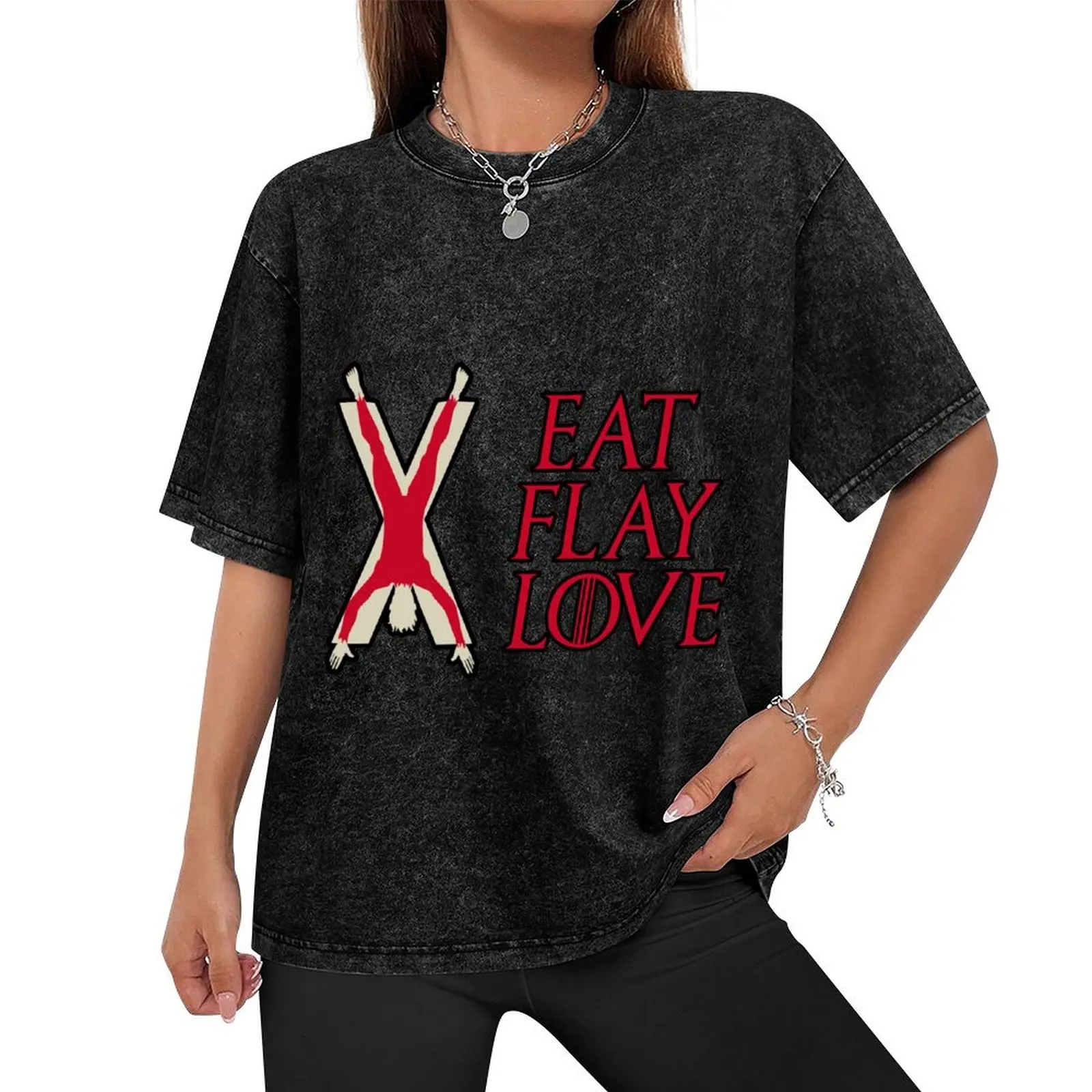 Eat, Flay, Love T-Shirt T-shirts oversize basketball graphic tees summer top t shirt men