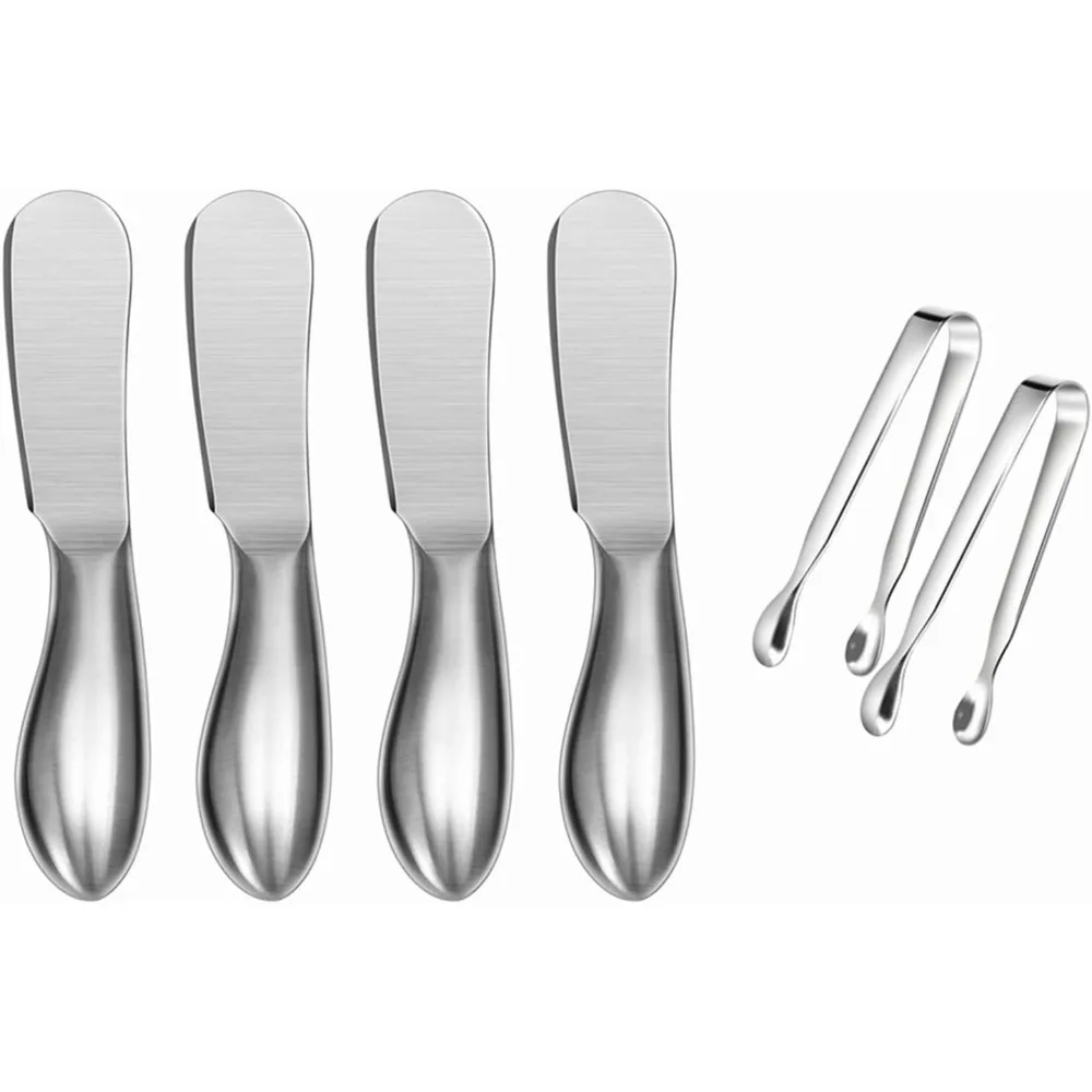 

Spreader Knife Set,6-Piece Cheese and Butter Spreader Knives,Mini Serving Tongs,Stainless Steel Multipurpose Butter Knives