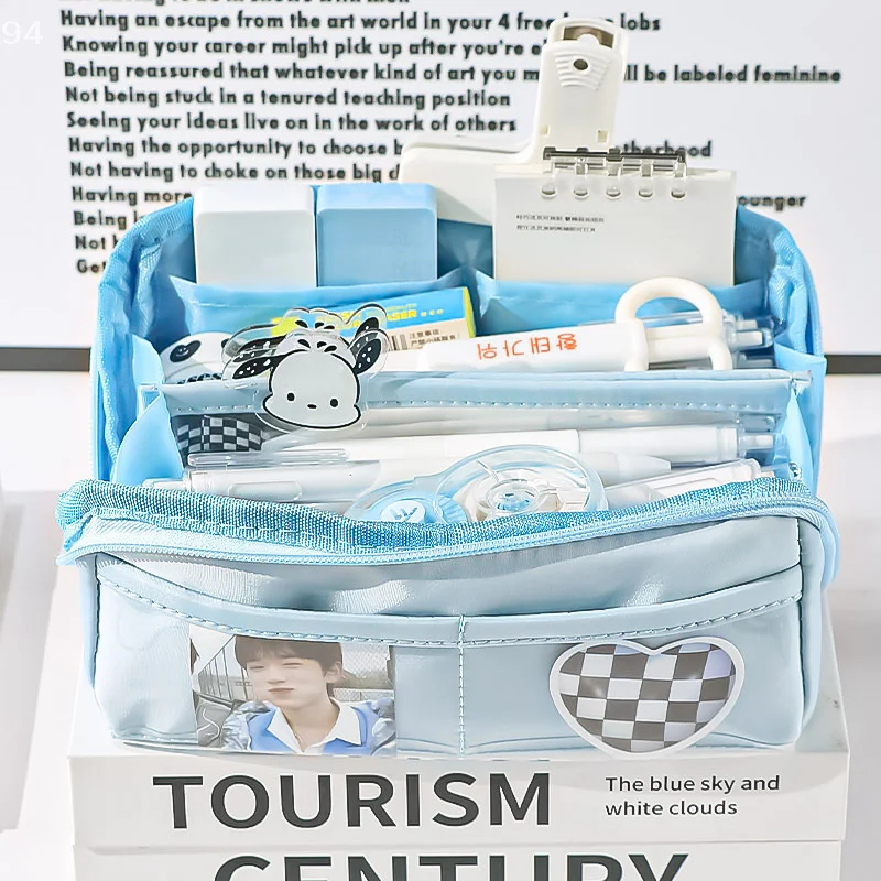 

Многослойный прозрачный пенал большой емкости с призмой, многофункциональный простой и высокий внешний вид, 1 шт.