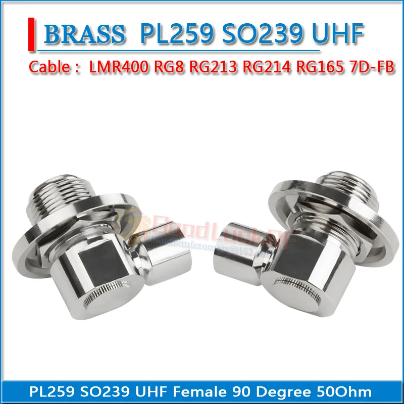 PL259 SO239 SL16 M UHF أنثى غسالة الجوز الحاجز لوحة الزاوية اليمنى 90 درجة المشبك لحام LMR400 RG8 RG213 RG214 RG165 7D-FB