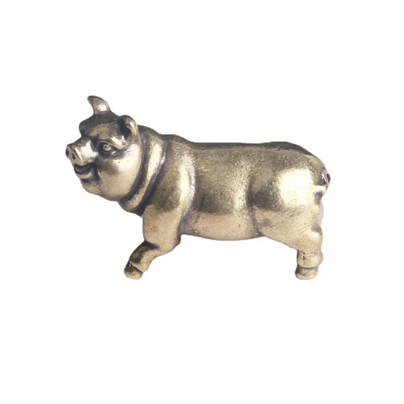 Home Tabletop Ornaments Brass Piglets Featuring Twelve Zodiac Animals Lucky Blessing Animal Figurines Tea Pets Handicrafts Decor