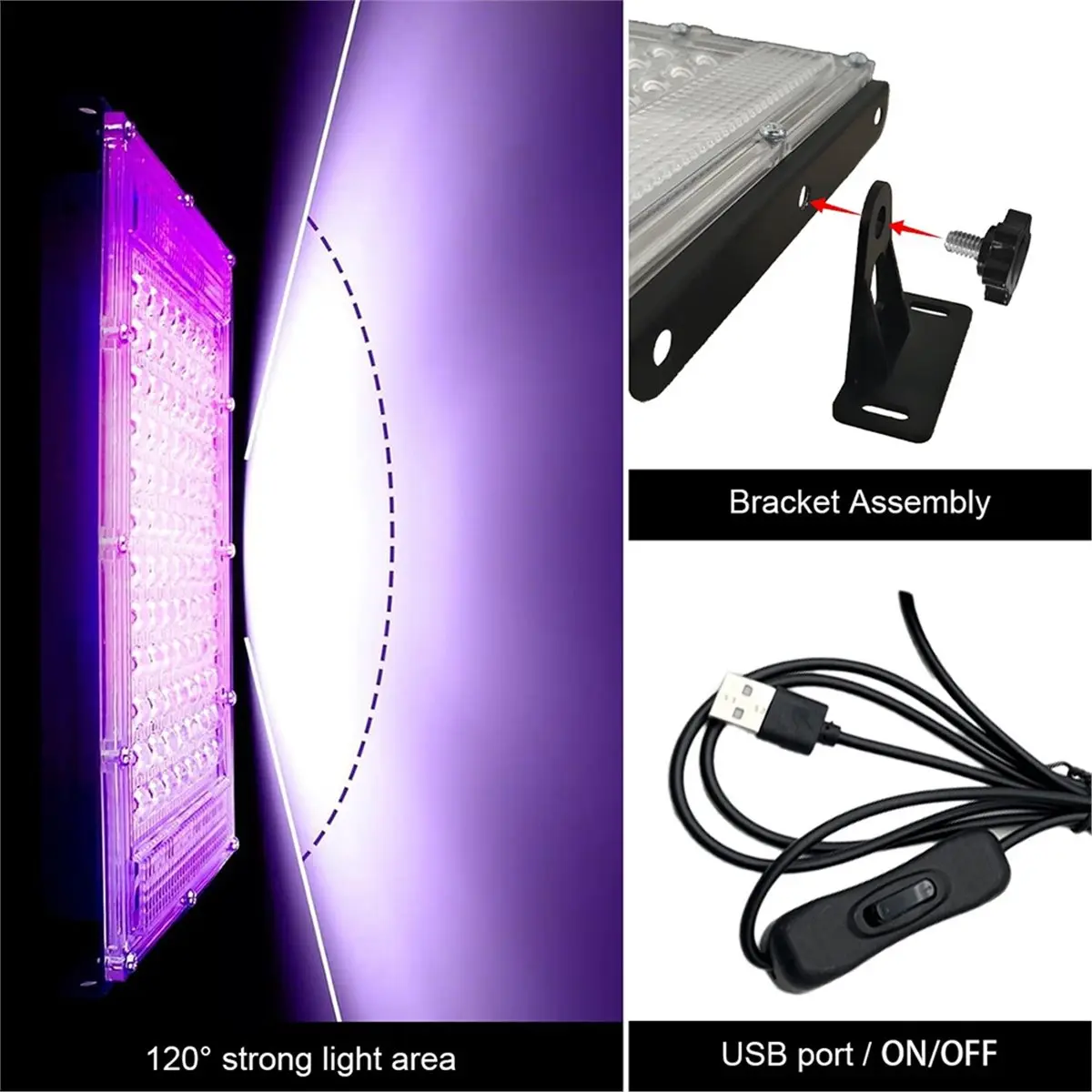 HOUSEHOLD*GOOD UV Curing Lamp 144 LEDs 395nm USB for Fluorescent Detection & Resin Curing UV Curing Lamp