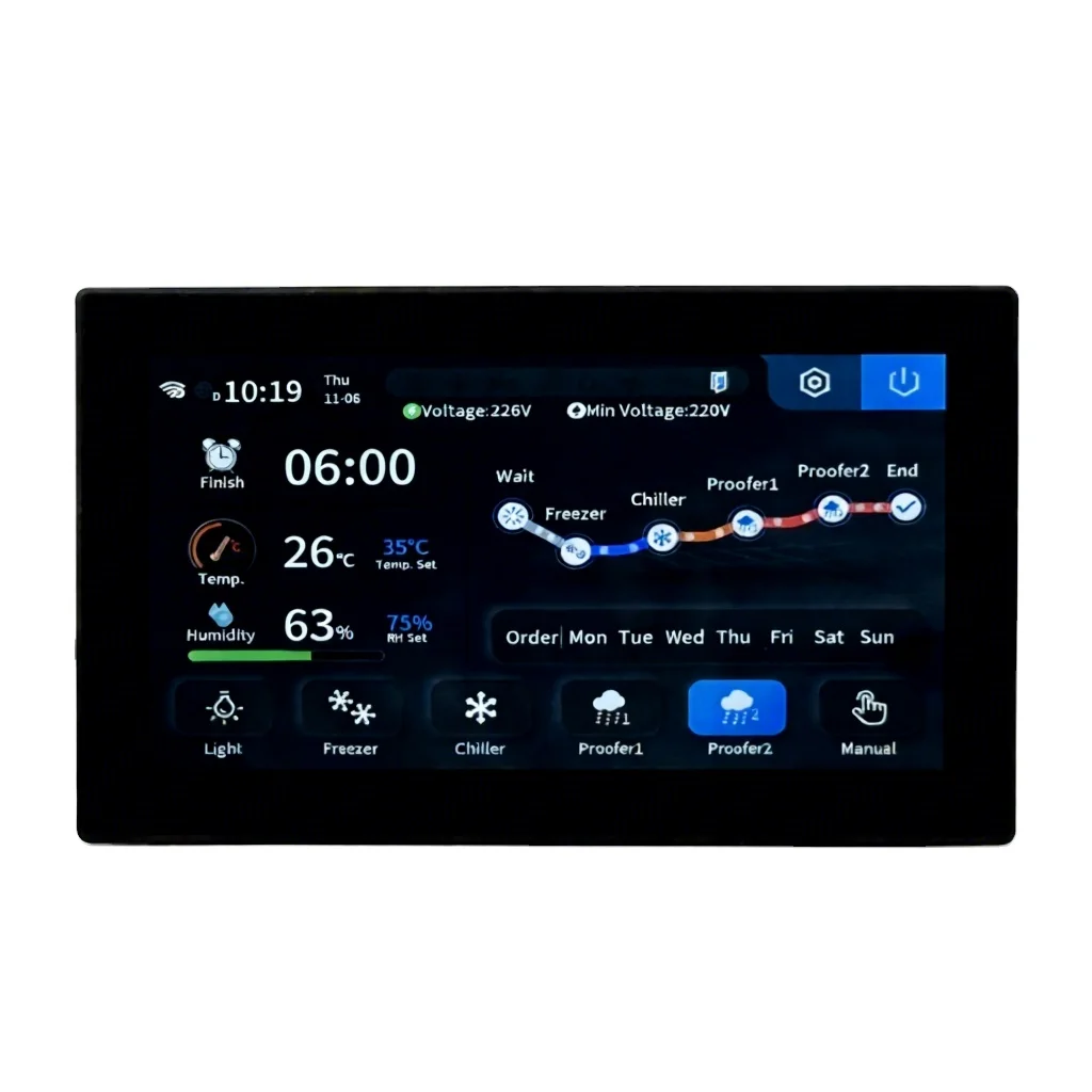 Intelligent 10-Inch Touch Screen Plastic OEM/ODM Thermostat 1C Accuracy Temperature Humidity Meter Aging Cabinet Proofer MK2A45